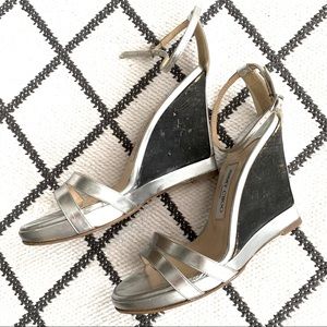 Jimmy Choo silver color block wedge sz 37.5